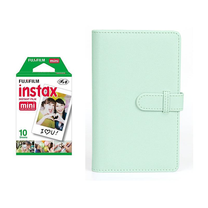 Fujifilm Instax Mini 10X1 Instant Film With 108-Sheets Album For Mini Film (3 inch) Mint Green