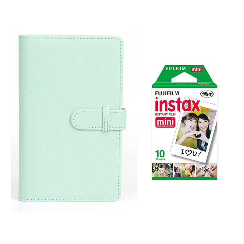 Fujifilm Instax Mini 10X1 Instant Film With 108-Sheets Album For Mini Film (3 inch) Mint Green