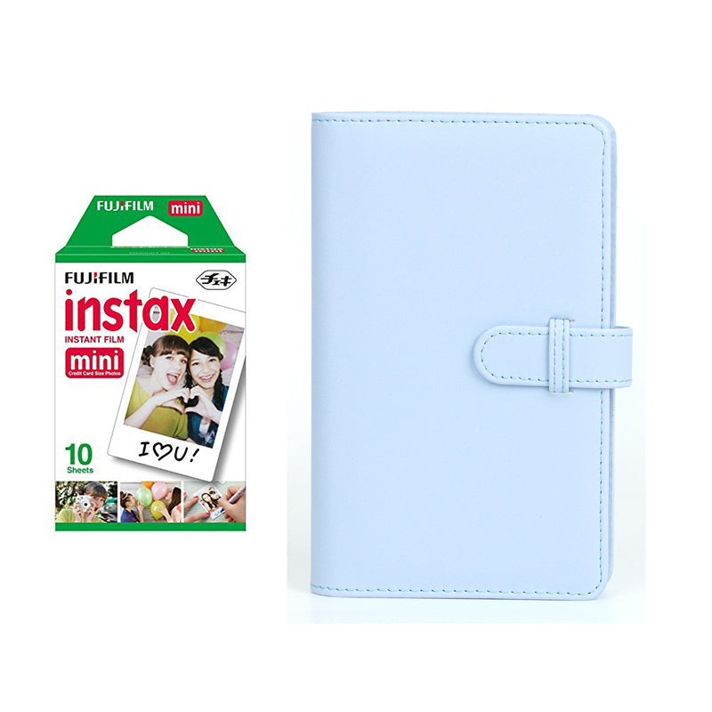 Fujifilm Instax Mini 10X1 Instant Film With 108-Sheets Album For Mini Film (3 inch) Pastel Blue