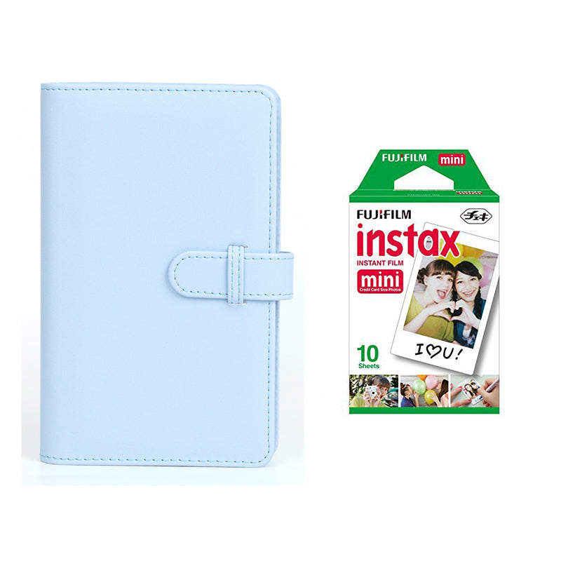 Fujifilm Instax Mini 10X1 Instant Film With 108-Sheets Album For Mini Film (3 inch) Pastel Blue