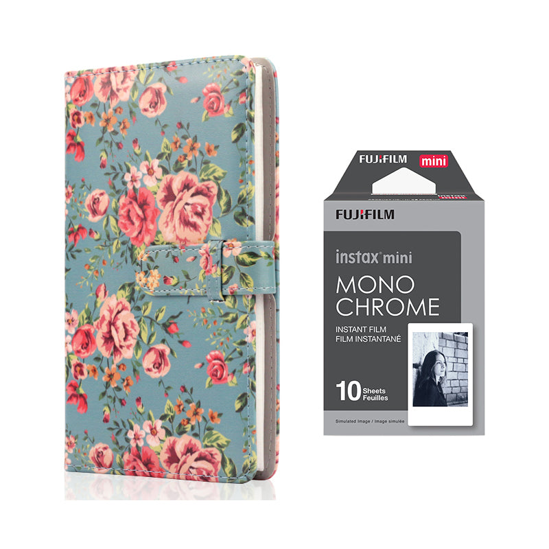 Fujifilm Instax Mini 10X1 Monochrome Instant Film with 96-sheet Album for mini film Blue rose