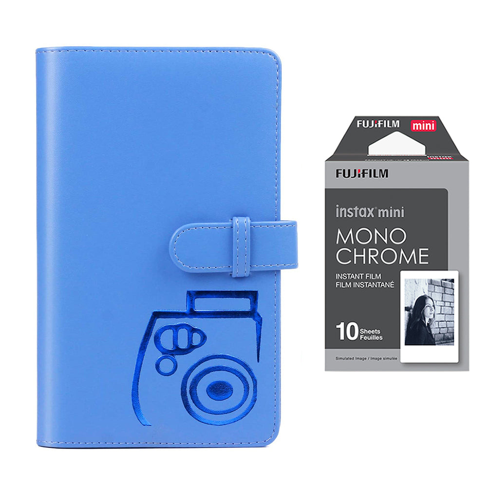 Fujifilm Instax Mini 10X1 Monochrome Instant Film with 96-sheet Album for mini film Cobalt blue