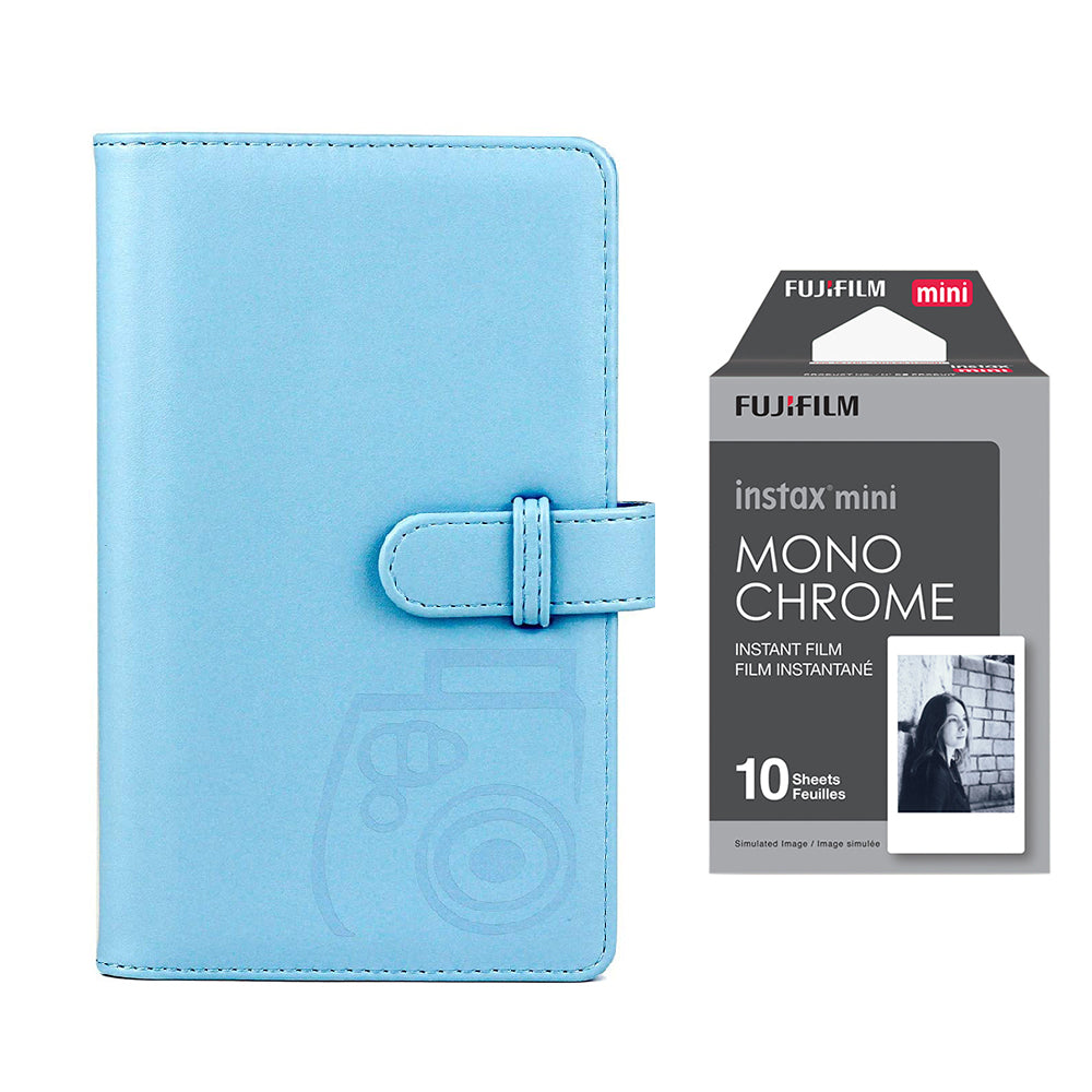 Fujifilm Instax Mini 10X1 Monochrome Instant Film with 96-sheet Album for mini film Sky blue
