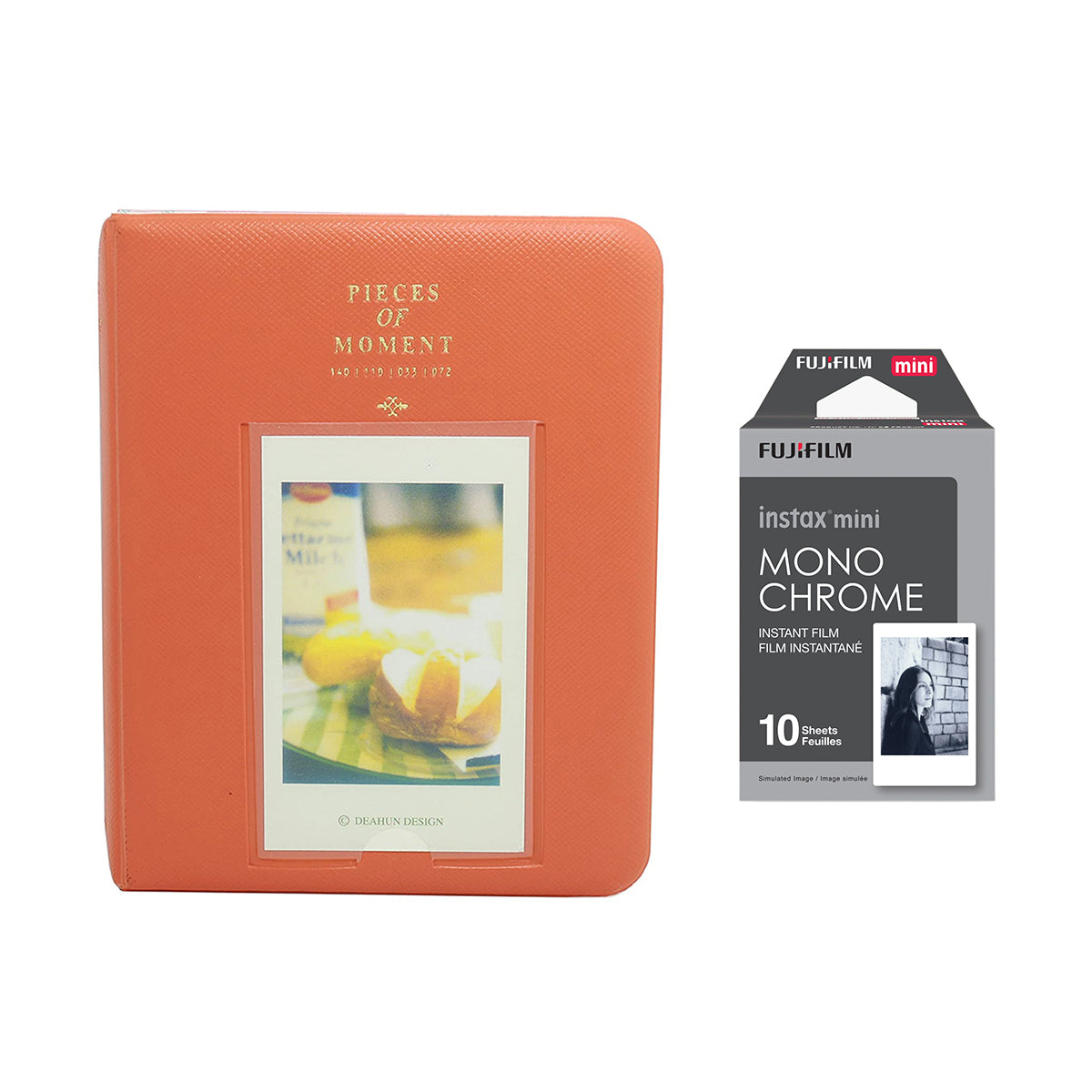 Fujifilm Instax Mini 10X1 Monochrome Instant Film with Instax Time Photo Album 64 Sheets Orange