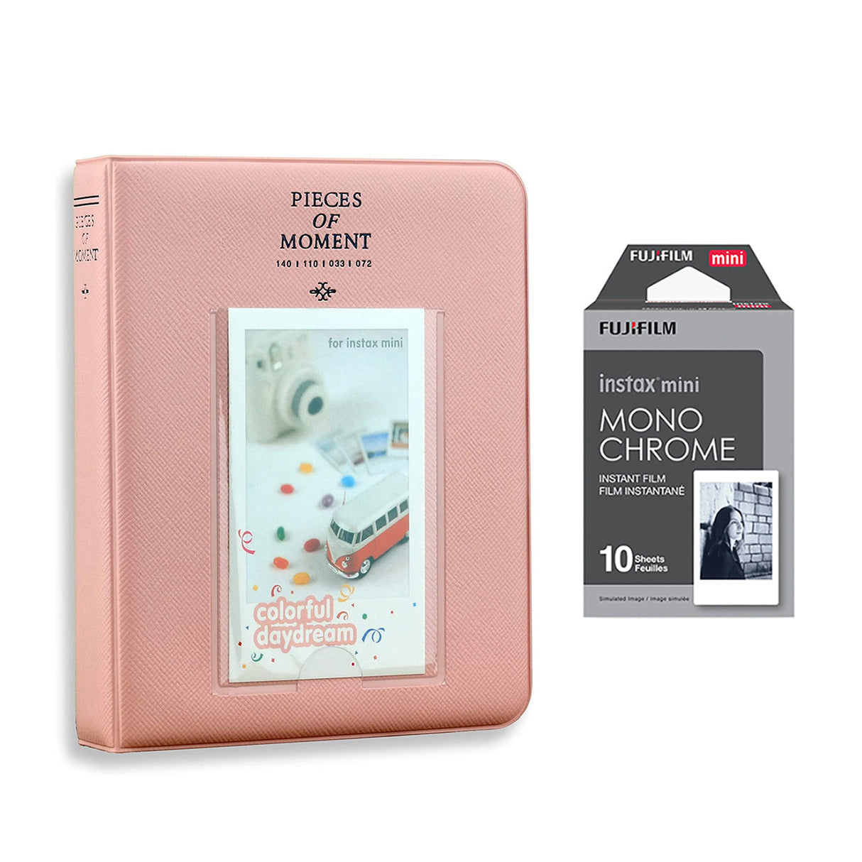 Fujifilm Instax Mini 10X1 Monochrome Instant Film with Instax Time Photo Album 64 Sheets Blush pink