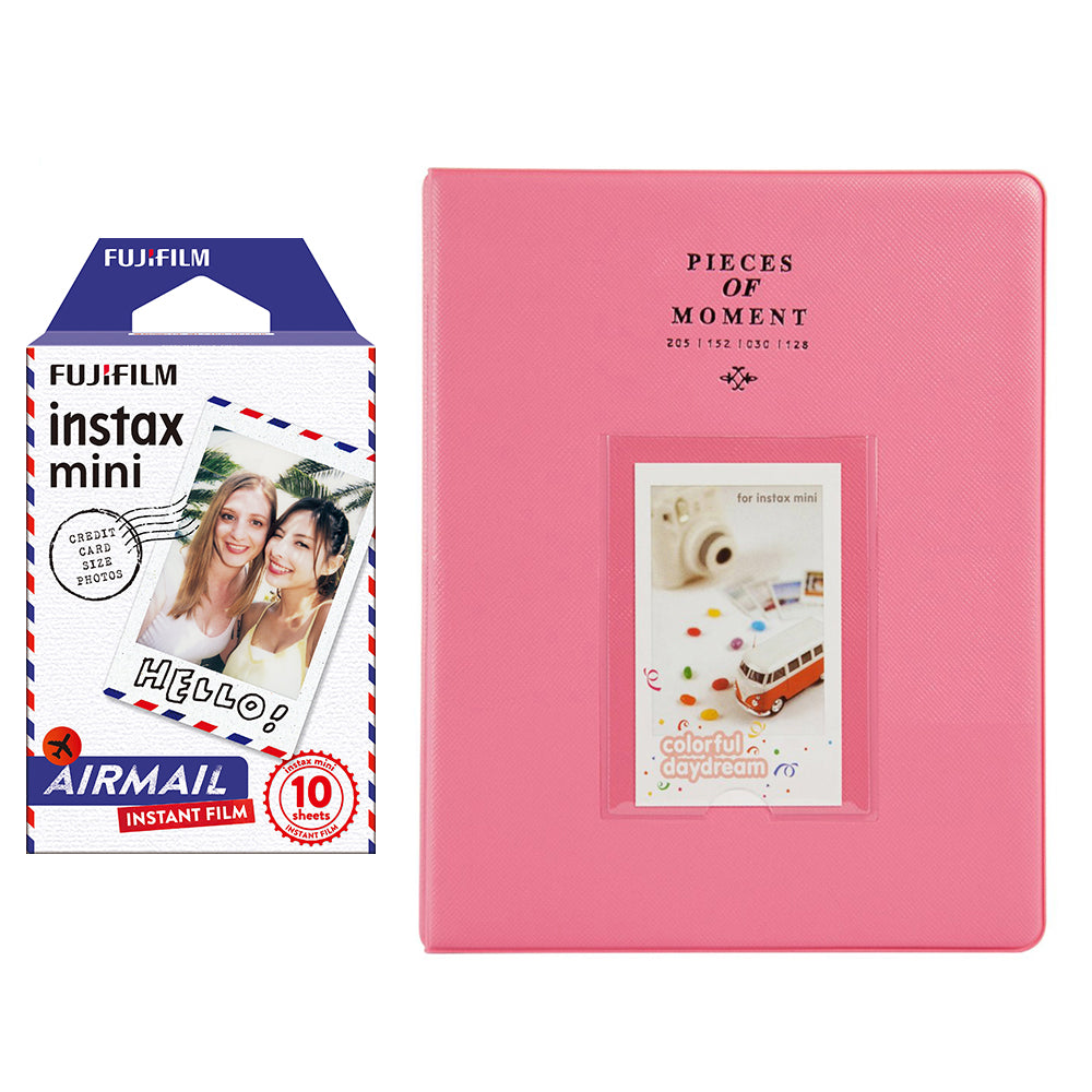 Fujifilm Instax Mini 10X1 airmail Instant Film With 128-sheet Album for mini film Flamingo pink