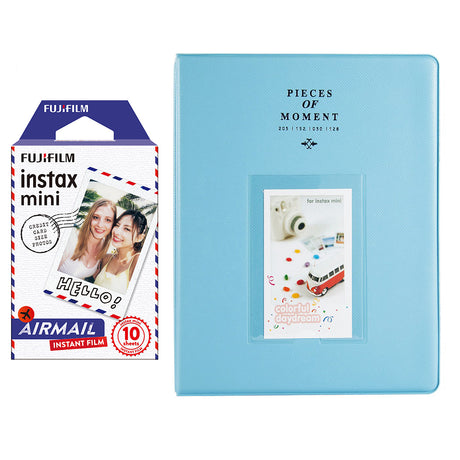 Fujifilm Instax Mini 10X1 airmail Instant Film With 128-sheet Album for mini film Blue