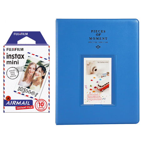 Fujifilm Instax Mini 10X1 airmail Instant Film With 128-sheet Album for mini film Cobalt blue