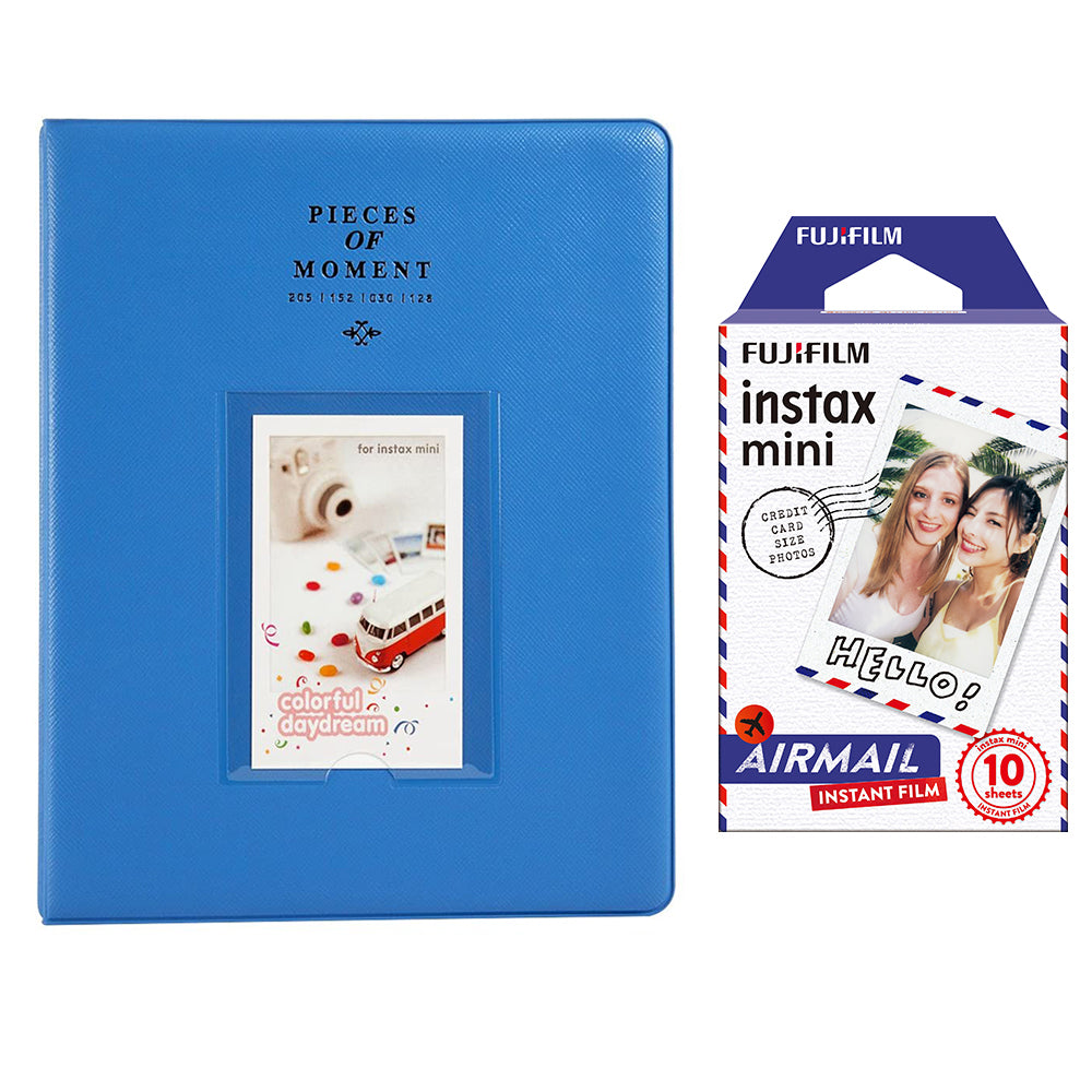 Fujifilm Instax Mini 10X1 airmail Instant Film With 128-sheet Album for mini film Cobalt blue