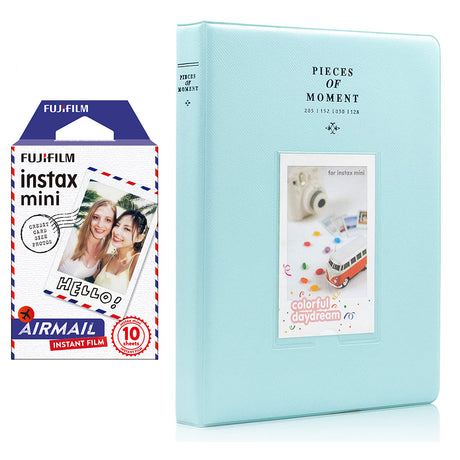 Fujifilm Instax Mini 10X1 airmail Instant Film With 128-sheet Album for mini film Ice blue