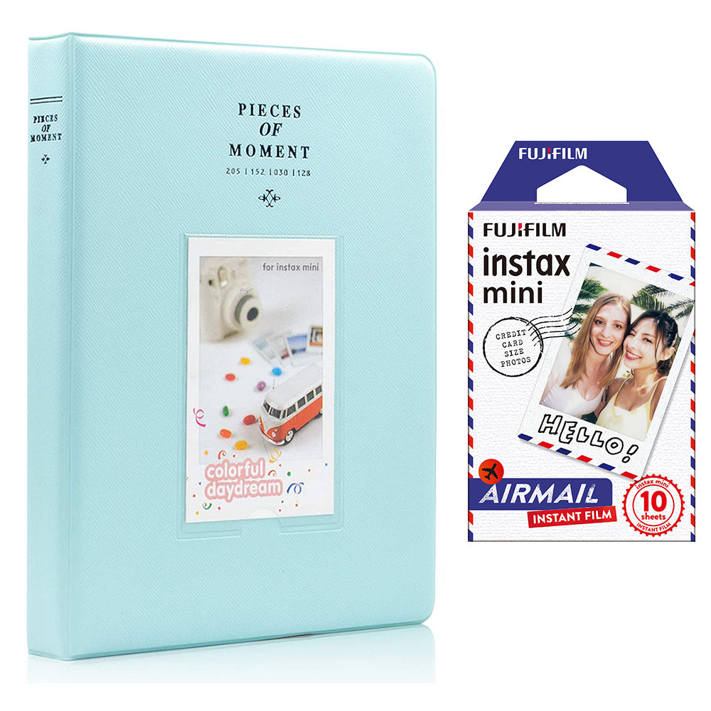 Fujifilm Instax Mini 10X1 airmail Instant Film With 128-sheet Album for mini film Ice blue