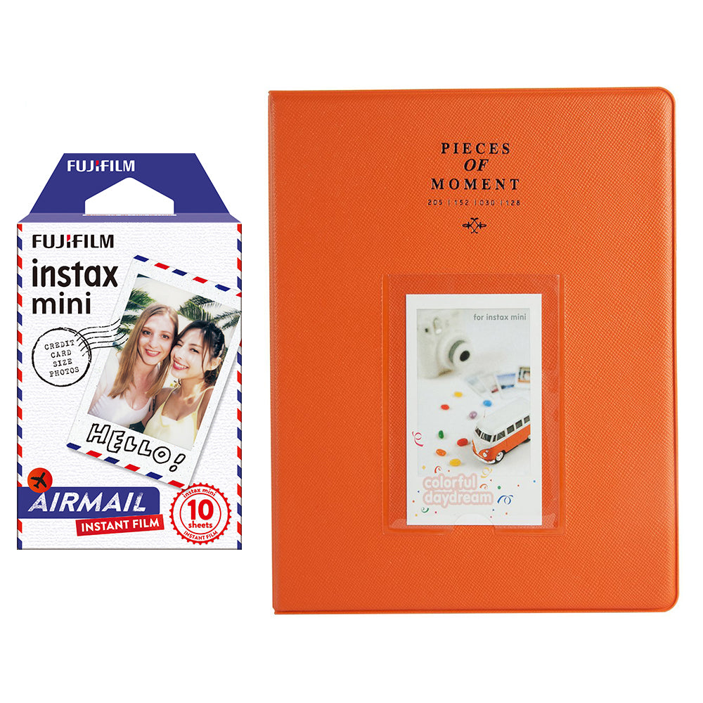 Fujifilm Instax Mini 10X1 airmail Instant Film With 128-sheet Album for mini film Orange
