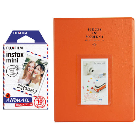 Fujifilm Instax Mini 10X1 airmail Instant Film With 128-sheet Album for mini film Orange