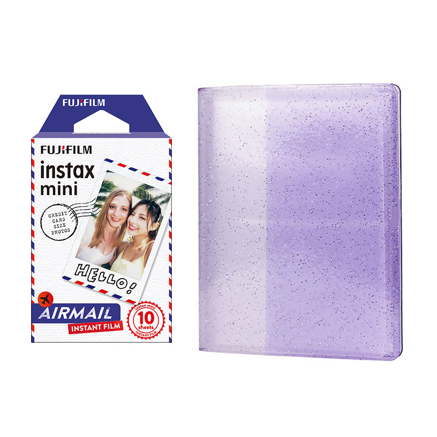 Fujifilm Instax Mini 10X1 airmail Instant Film with 64-Sheets Album For Mini Film 3 inch lilac purple