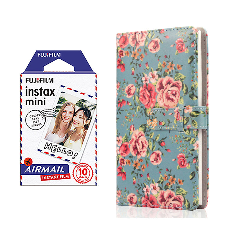 Fujifilm Instax Mini 10X1 airmail Instant Film with 96-sheet Album for mini film Blue rose