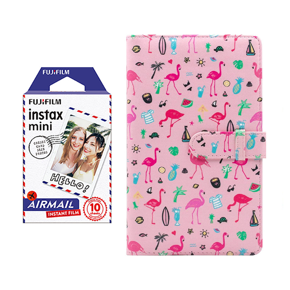 Fujifilm Instax Mini 10X1 airmail Instant Film with 96-sheet Album for mini film Flamingo watermelon