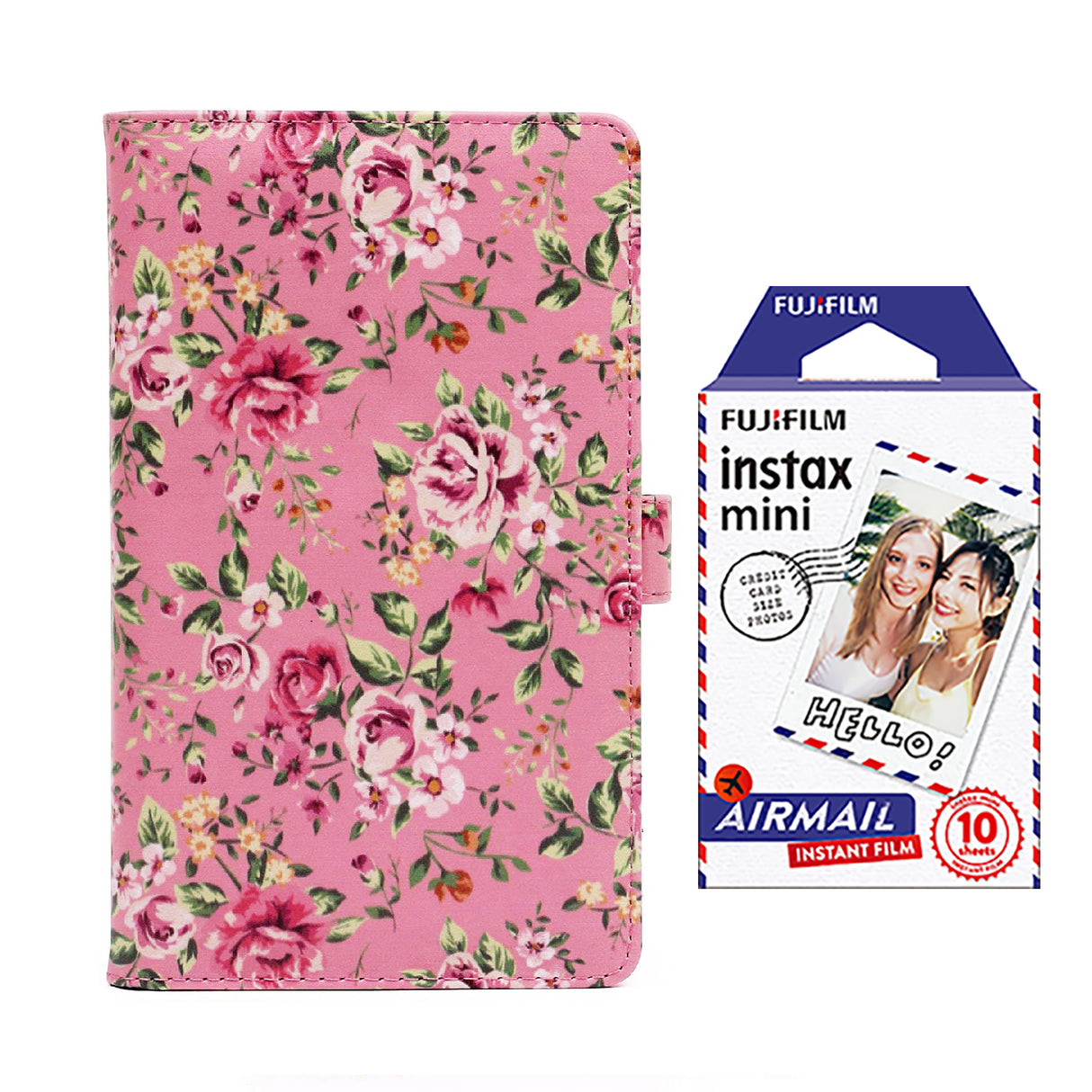 Fujifilm Instax Mini 10X1 airmail Instant Film with 96-sheet Album for mini film Pink rose