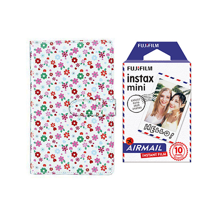 Fujifilm Instax Mini 10X1 airmail Instant Film with 96-sheet Album for mini film Flower
