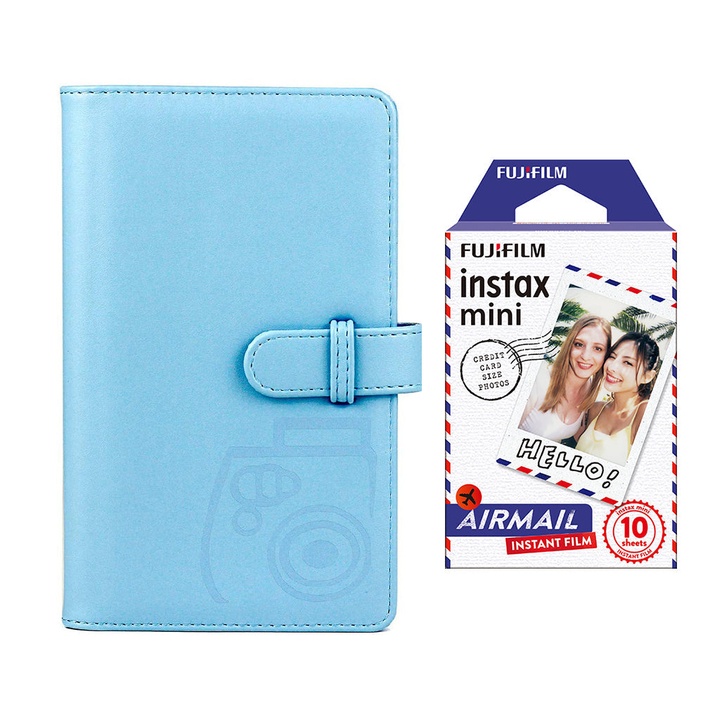 Fujifilm Instax Mini 10X1 airmail Instant Film with 96-sheet Album for mini film Sky blue