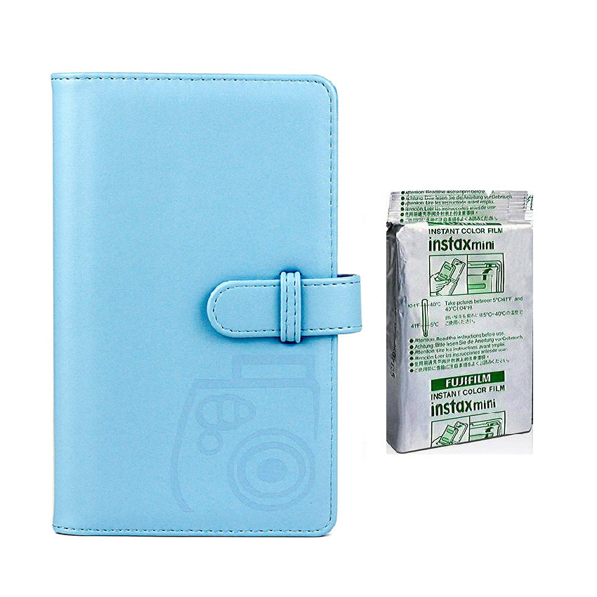 Fujifilm Instax Mini 10X1 airmail Instant Film with 96-sheet Album for mini film Sky blue