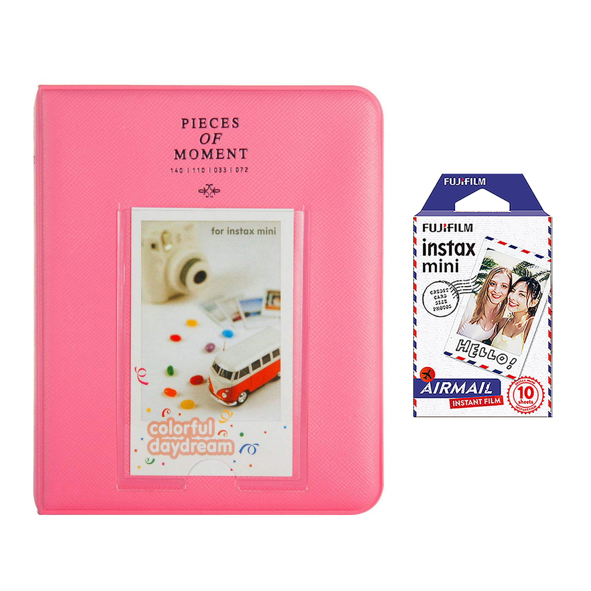 Fujifilm Instax Mini 10X1 airmail Instant Film with Instax Time Photo Album 64 Sheets Flamingo pink