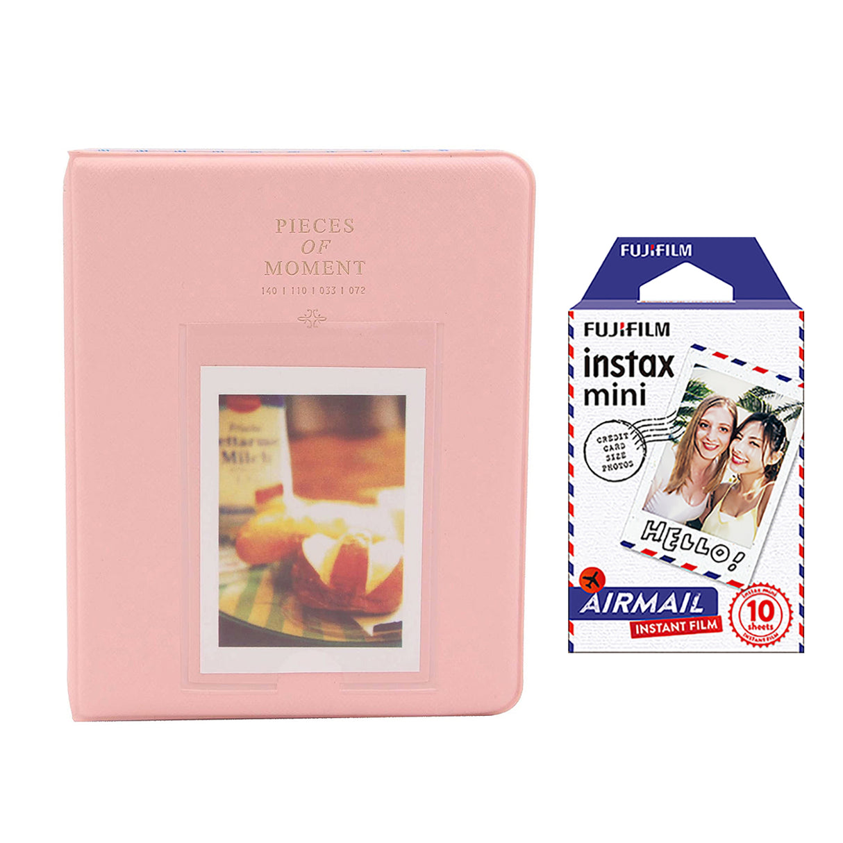Fujifilm Instax Mini 10X1 airmail Instant Film with Instax Time Photo Album 64 Sheets Peach pink