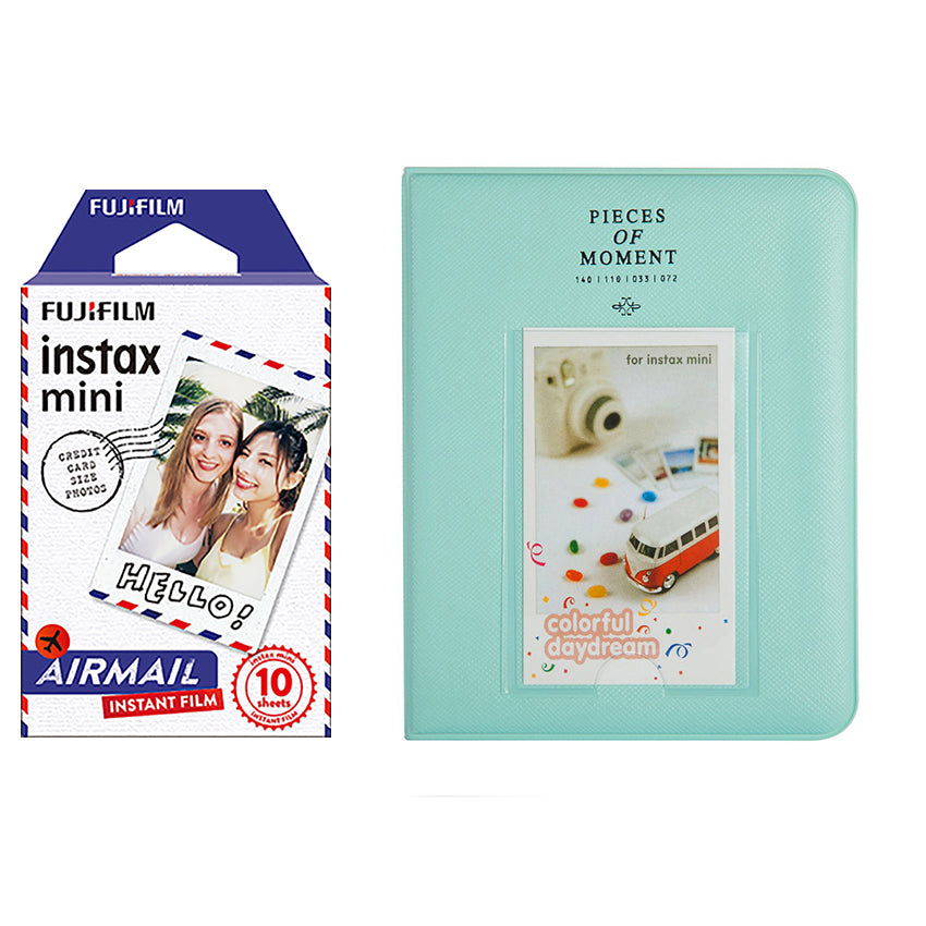 Fujifilm Instax Mini 10X1 airmail Instant Film with Instax Time Photo Album 64 Sheets Ice blue