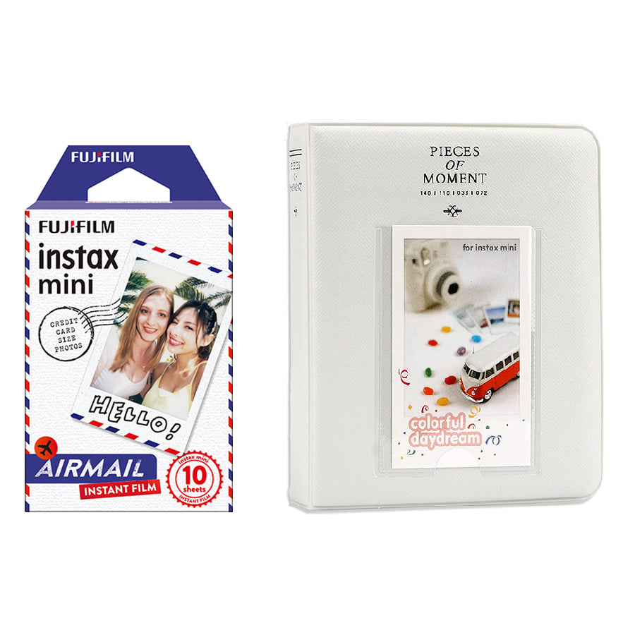 Fujifilm Instax Mini 10X1 airmail Instant Film with Instax Time Photo Album 64 Sheets Ice white