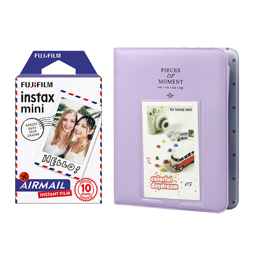 Fujifilm Instax Mini 10X1 airmail Instant Film with Instax Time Photo Album 64 Sheets lilac purple