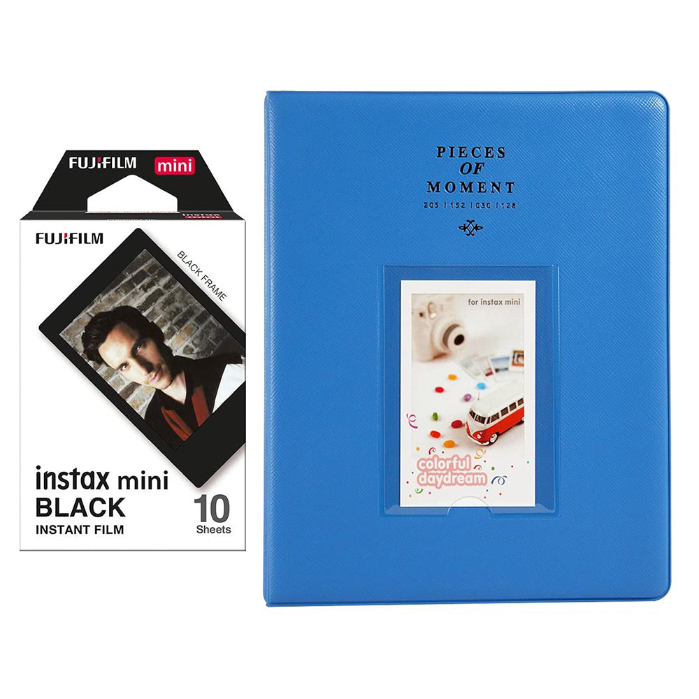 Fujifilm Instax Mini 10X1 black border Instant Film With 128-sheet Album for mini film Cobalt blue