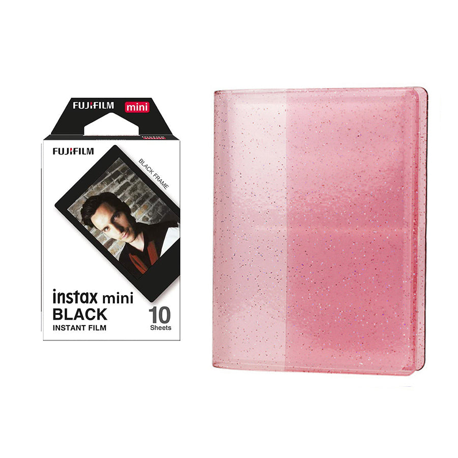 Fujifilm Instax Mini 10X1 black border Instant Film with 64-Sheets Album For Mini Film 3 inch Blush pink