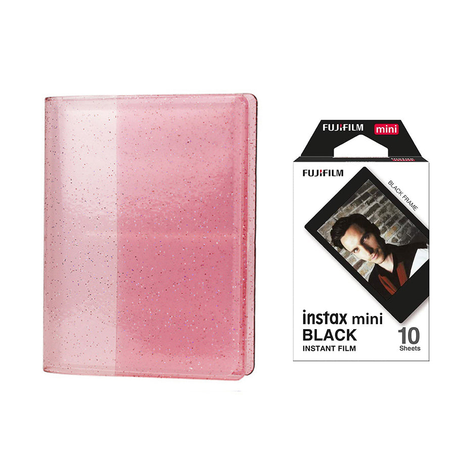 Fujifilm Instax Mini 10X1 black border Instant Film with 64-Sheets Album For Mini Film 3 inch Blush pink