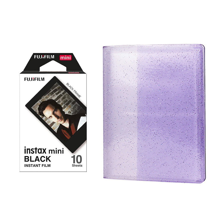 Fujifilm Instax Mini 10X1 black border Instant Film with 64-Sheets Album For Mini Film 3 inch lilac purple