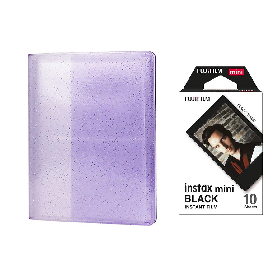 Fujifilm Instax Mini 10X1 black border Instant Film with 64-Sheets Album For Mini Film 3 inch lilac purple