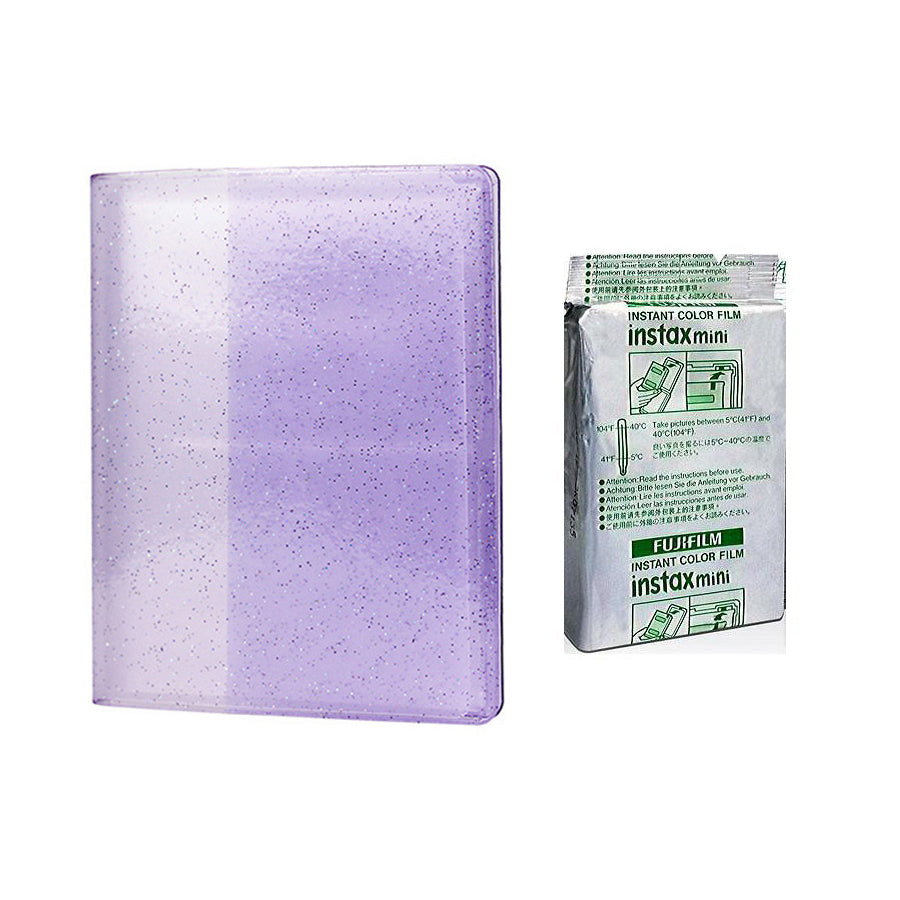 Fujifilm Instax Mini 10X1 black border Instant Film with 64-Sheets Album For Mini Film 3 inch lilac purple