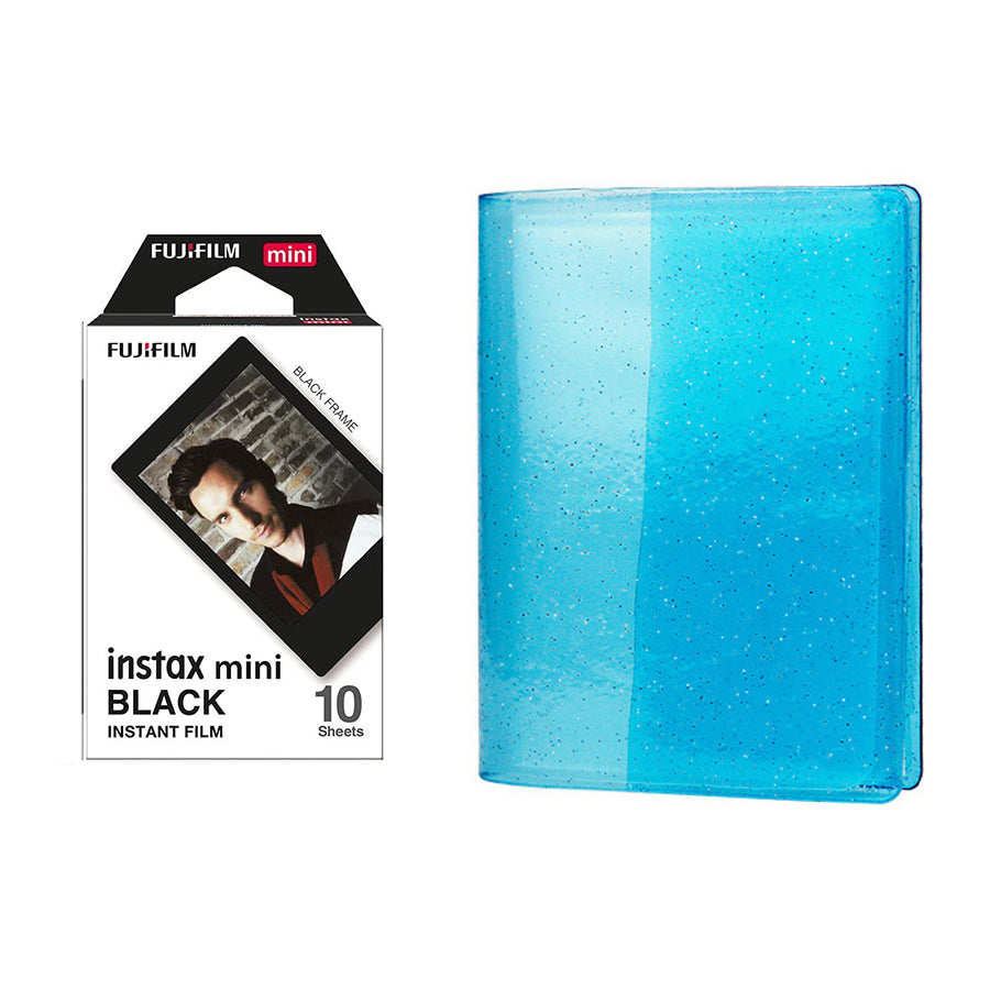 Fujifilm Instax Mini 10X1 black border Instant Film with 64-Sheets Album For Mini Film 3 inch Sky blue