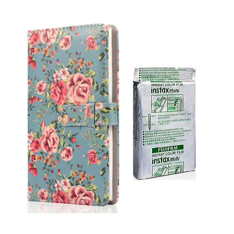 Fujifilm Instax Mini 10X1 black border Instant Film with 96-sheet Album for mini film Blue rose