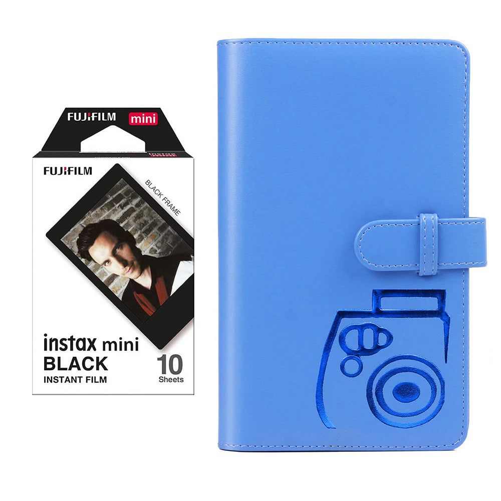 Fujifilm Instax Mini 10X1 black border Instant Film with 96-sheet Album for mini film Cobalt blue