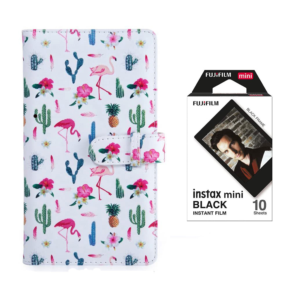 Fujifilm Instax Mini 10X1 black border Instant Film with 96-sheet Album for mini film Flamingo catus