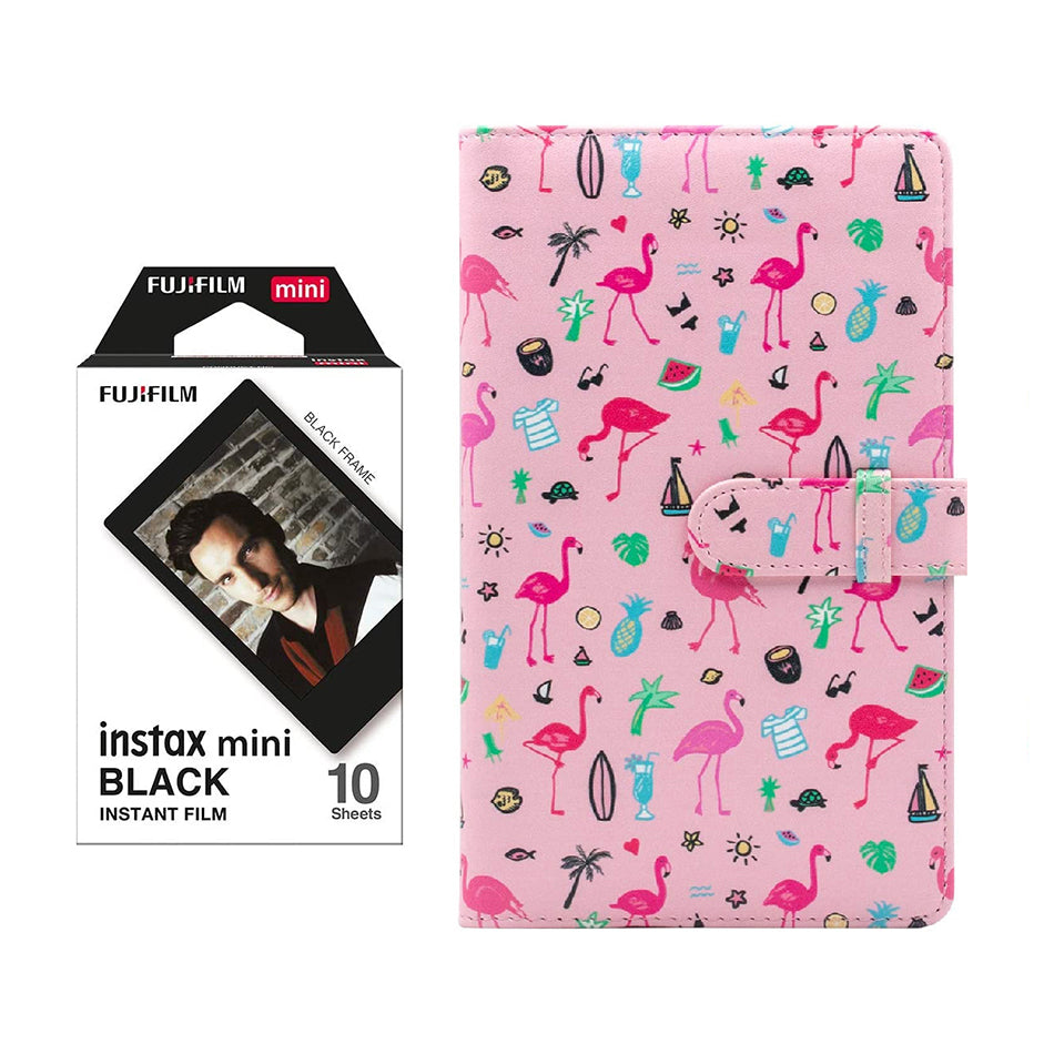 Fujifilm Instax Mini 10X1 black border Instant Film with 96-sheet Album for mini film Flamingo watermelon