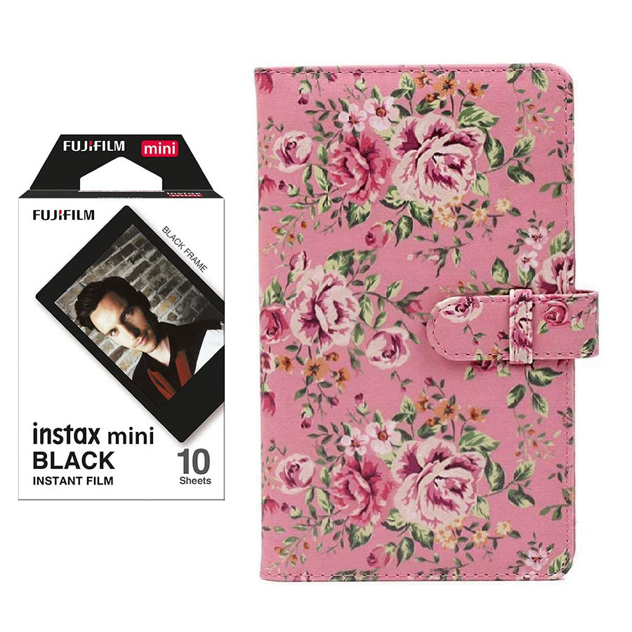 Fujifilm Instax Mini 10X1 black border Instant Film with 96-sheet Album for mini film Pink rose