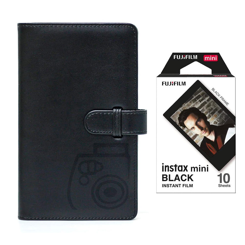 Fujifilm Instax Mini 10X1 black border Instant Film with 96-sheet Album for mini film Charcoal gray