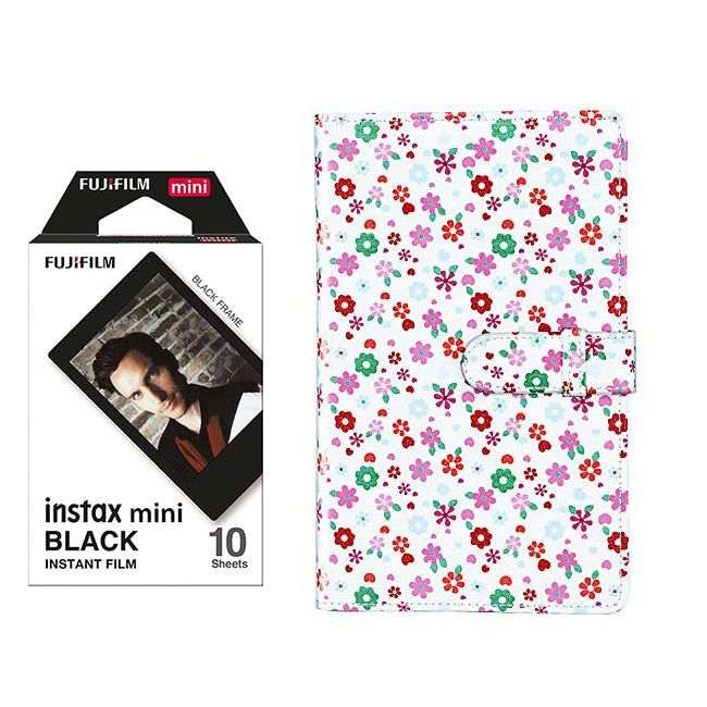 Fujifilm Instax Mini 10X1 black border Instant Film with 96-sheet Album for mini film Fower