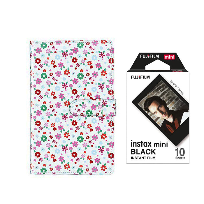 Fujifilm Instax Mini 10X1 black border Instant Film with 96-sheet Album for mini film Fower