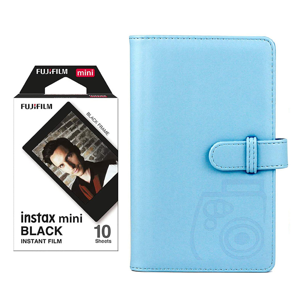 Fujifilm Instax Mini 10X1 black border Instant Film with 96-sheet Album for mini film Sky blue