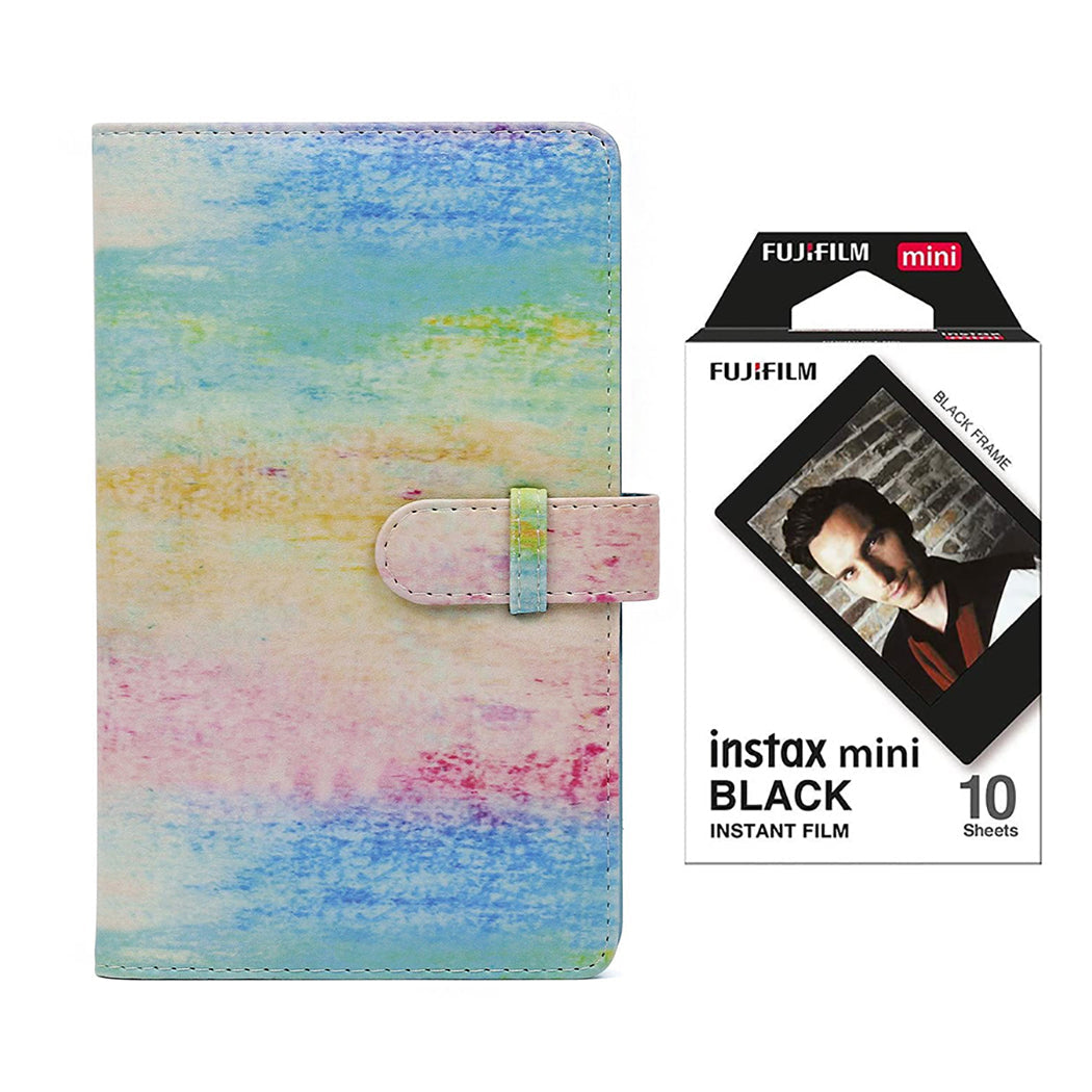 Fujifilm Instax Mini 10X1 black border Instant Film with 96-sheet Album for mini film (Watercolor)