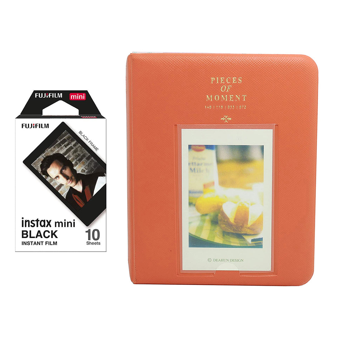 Fujifilm Instax Mini 10X1 black border Instant Film with Instax Time Photo Album 64 Sheets Orange
