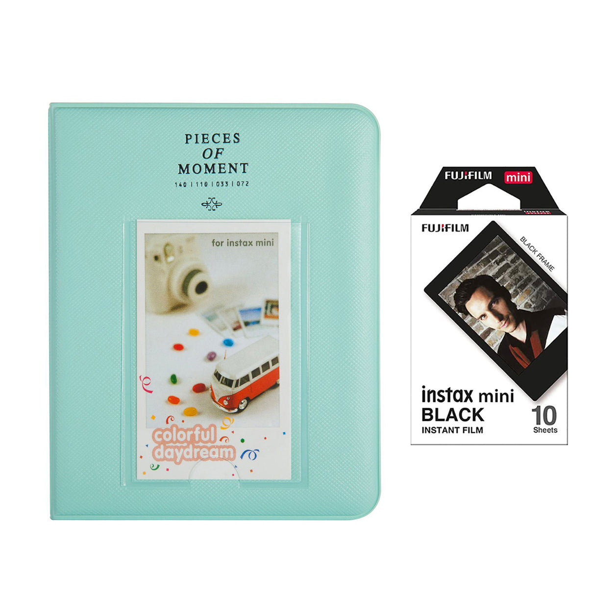 Fujifilm Instax Mini 10X1 black border Instant Film with Instax Time Photo Album 64 Sheets Ice blue