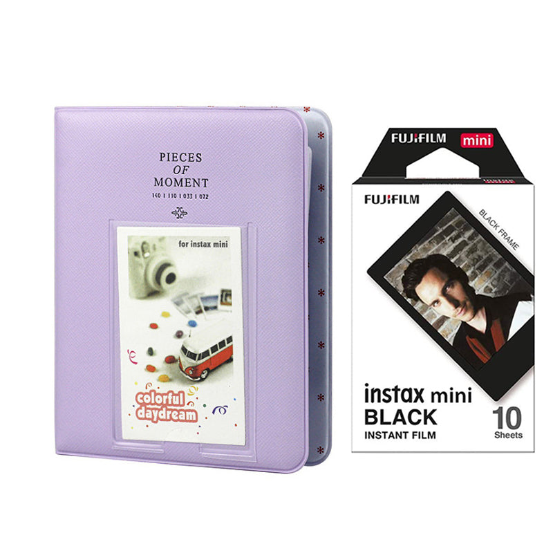 Fujifilm Instax Mini 10X1 black border Instant Film with Instax Time Photo Album 64 Sheets lilac purple