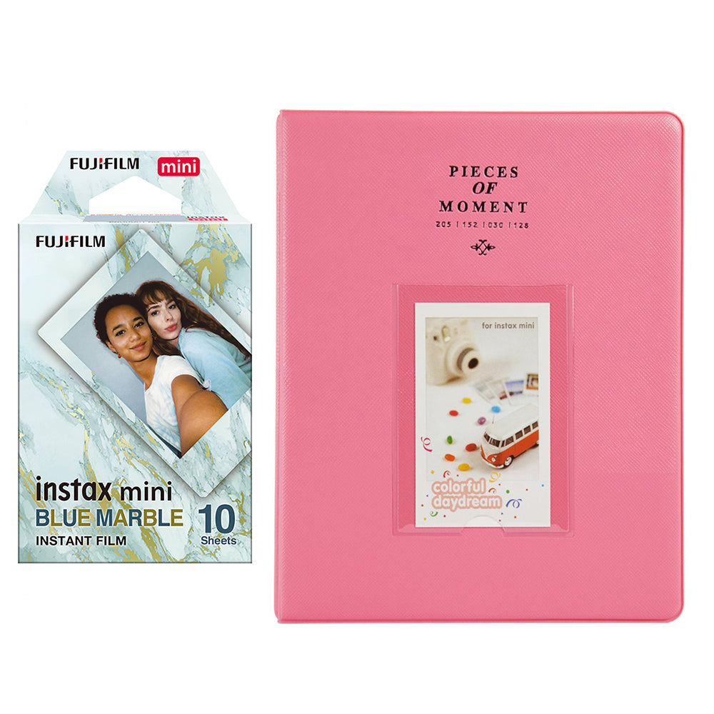 Fujifilm Instax Mini 10X1 blue marble Instant Film With 128-sheet Album for mini film Flamingo pink